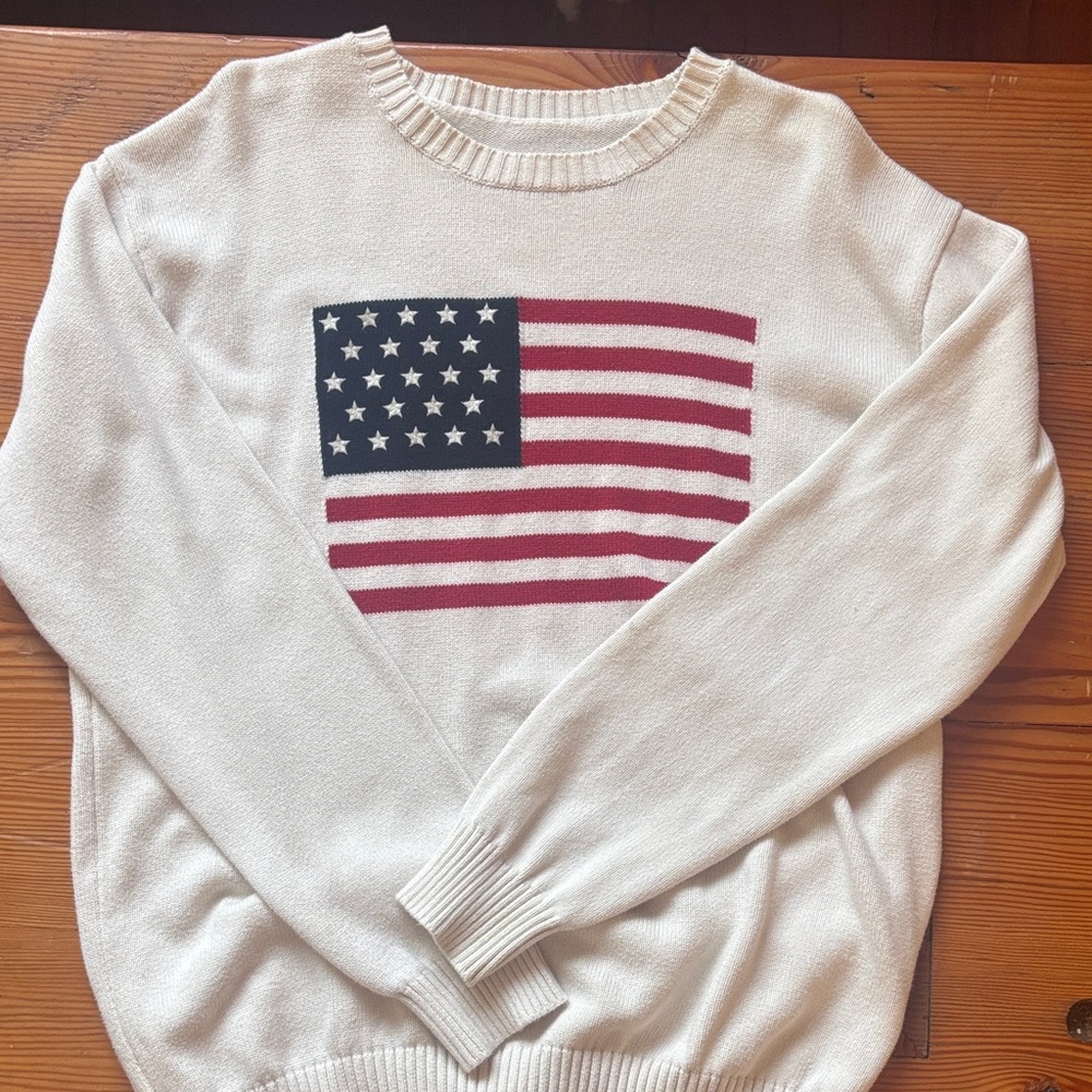 Brandy Melville Cream Sweater with American Flag